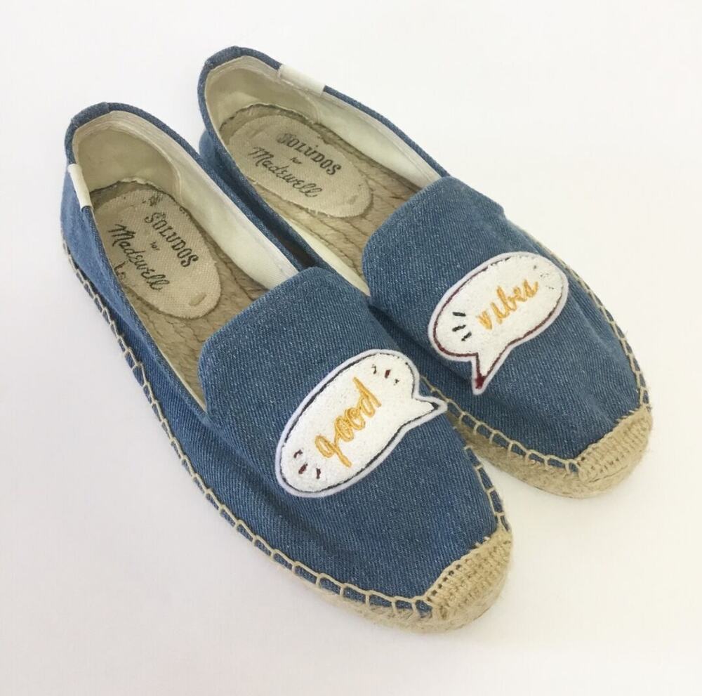 Madewell x Soludos Good Vibes Smoking Slippers Espadrilles Size 8 Blue